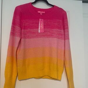 NWT Lilly Pulitzer Pink Grenadine Marled  Ombre Crewneck Sweater size L